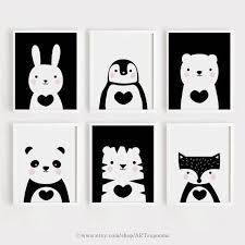 Nursery Wall Art Set Printable Cute Animal Art Set Of 6 Etsy Baby Prints Baby Room Wall Art Nursery Art Set
