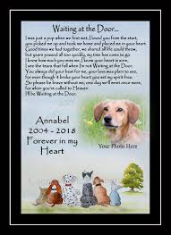 Personalised Pet Dog Memorial Keepsake Gift Waiting At The Door Rainbow Bridge Print Dog Memorial Dog Poems Personalized Pet