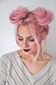 Pretty girl with pinkish hair and tattoed arm having joyful expression on her face (совпадений: Quick And Easy Space Buns Hairstyle Tutorial Mayalamode