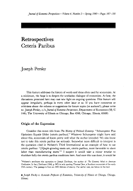 Ceteris paribus is often a fundamental assumption to the predictive purpose of scrutiny. Pdf Retrospectives Ceteris Paribus