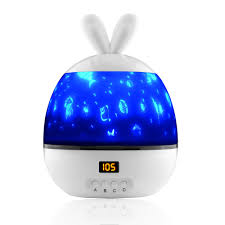 Comfydegree Room Ocean Night Light Projector Bedroom 360 Led Timer Control Rotating Projection Lamp With Rabbit Ears Perfect Gift For Baby Kids Children Girls And Boys In Any Occasions White