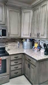 gray antique glazed kitchen cabinets