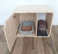Cat Litter Box Cover Pet Furniture Cat House Modern Litter Box Cabinet Made Of Spruce Wood Litter Box Covers Pet Furniture Diy Litter Box