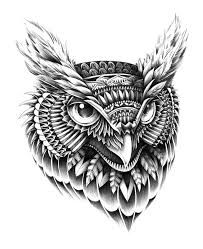 Ornate Owl Head By Bioworkz On Deviantart Geometrisches Tattoo Eulenzeichnungen Eule Tattoo Design