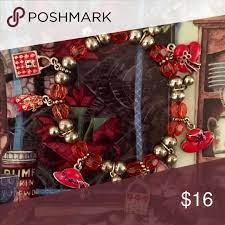 Vintage Red Hats Ladies Stretchy Charm Bracelet Red Hat Ladies Red Hats Charm Bracelet