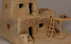 Taos Pueblo Micaceous Multi Storied House Southwest Indian Pottery Contemporary Zia Pueblo Adobe House Pueblo House Clay Houses