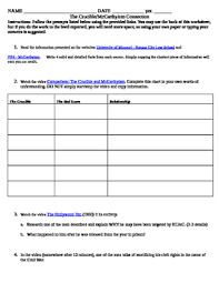 mccarthyism the crucible connection activity