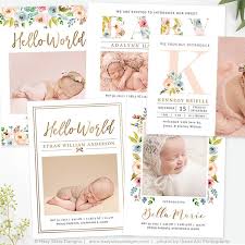 Check spelling or type a new query. Birth Announcement Template Photoshop Printable Photo Card Girl Boy Hazy Skies Designs Llc
