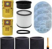 Replacement Filter for Shop Vac 90304 90350 90333, Vacuum Bags for Shop Vac  5-8 Gallon, 90585 Foam Sleeve Filter and 9010700 Paper Disc Filter, fits ...