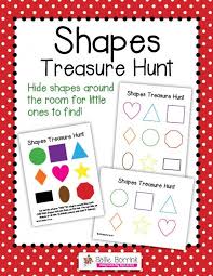 Help your preschooler learn about measurement with this fun activity. Free Printable Shapes Treasure Hunt For Kids Money Saving Mom Shapes Preschool Treasure Hunt Shapes Kindergarten