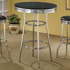 Typically a bit smaller and taller than a kitchen table pub sets are a perfect size for smaller breakfast areas club rooms and anywhere that you like to entertain. Steel Bar Table Ideas On Foter