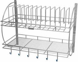 Hooks allow easy hanging of cooking tools & cookware, while shelves store cookbooks and spices. 4tens Stainless Steel 2 Tier Wall Mounted Kitchen Dish Rack Plate Cutlery Stand Containers Kitchen Rack Price In India Buy 4tens Stainless Steel 2 Tier Wall Mounted Kitchen Dish Rack Plate