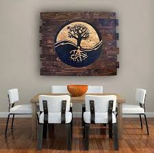 Yin Yang Tree Of Life On Wood Handmade Wood Wall Art Wooden Distressed Home Decor Rustic Spiritual Wall Home Decor W Handmade Wood Wood Tree Home Decor