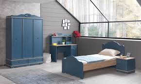 Blue Modern Genc Odasi Takimi Karyola Mobilya Genc Odasi