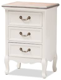 Here we have the otranto nightstand that is a part of the otranto mahogany wood 4 piece bedroom set collection and can also be placed individually as a separate unit as your preference. Antique French Country Cottage 2 Tone White Finished Wood 3 Drawer Nightstand French Country Nightstands And Bedside Tables By Imtinanz Llc Houzz