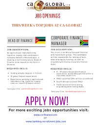Employment of financial managers is projected to grow 15 percent over the next ten years, much faster than the average for all occupations. Banking Jobs In Angola Mozambique And South Africa Ca Global Finance