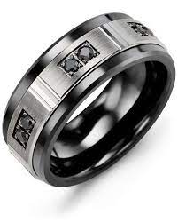 Men S Duo Black Diamond Wedding Ring In Cobalt White Gold Black Diamond Wedding Bands Black Diamond Wedding Rings Mens Wedding Rings
