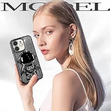 Amazon.com: Buleens Astronaut Case for iPhone 12, Clear Sparkly Space Phone  Cover with Glitter Paper & Spaceman Stand, Cute Girls Women's Black Case :  Cell Phones & Accessories