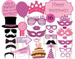 16 is not really a milestone birthday. 16th Birthday Photo Booth Props In Black And Gold Birthday Party Props Pdf File 0002 Printable Photo Booth Props Party Supplies Paper Party Supplies
