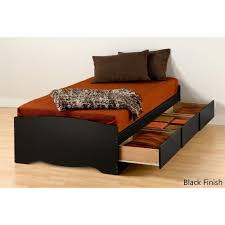 This affordable bed frame lays a good foundation for the suite. Twin Xl Platform Bed Frame With 3 Storage Drawers In Black Fastfurnishings Com