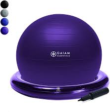 Gaiam Essentials Balance Ball Base Kit 65cm Yoga Ball Chair Exercise Ball With Inflatable Ring Base For Home Or Office Desk Includes Air Pump In 2020