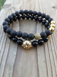 Black And Gold Bracelet Men 39 S Bracelet Men Black Bracelet Gold Sanding Mace Ball Bead Cz Zirconia Cubic Pave Ball Black Onyx He Mens Jewelry Black Gold Jewelry Bracelets For Men