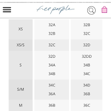 Free People Bra Size Chart