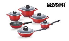 Cookermaster Cast Aluminum Cookware Set Bakelite Handle Superb Non Stick Marble Coating Induction Base Suit For All Stoves For Cookware Set It Cast Bakelite