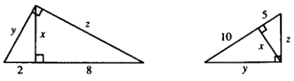 This video teaches students how to use the altitude rule to find the missing side of a right triangle. Each Diagram Below Shows A Right Triangle With The Altitude Drawn To The Hypotenuse How Do I Find The Value Of X Y And Z Socratic