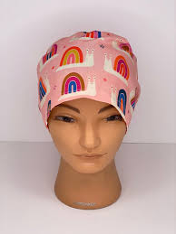 Rainbow Snails, Women's Euro Scrub Cap, Surgical Hat, Cute Scrub Cap