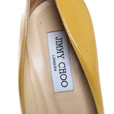 Jimmy Choo Light Mustard Patent Leather Cosmic Platform Pumps Size 40 Jimmy Choo Tlc