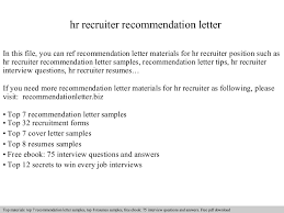Hr Recruiter Recommendation Letter
