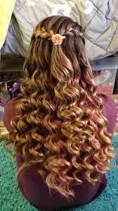 Formal Hair Style Half Up Braided Curly Long Hair Sweet 16 Hairstyles Waterfall Braid Hairstyle Hair Styles