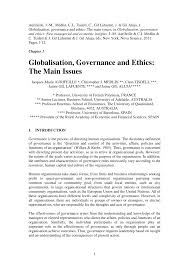 Pdf Globalisation Governance And Ethics The Main Issues