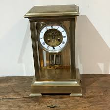 A clock is a device used to measure, verify, keep, and indicate time. Antique French Clock 4 Sided Glass Panelled Open Escapement 8 Day Movement Antiques Co Uk