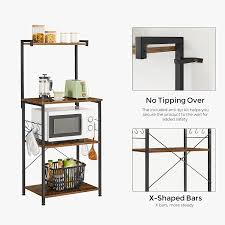 Sınırlı zaman satış kolay dönüş Buy Vasagle Kitchen Storage Bakers Rack Coffee Bar 3 Tier Shelf 6 S Hooks For Microwave Spice Jars Pots And Pans Industrial Rustic Brown And Black Ukks023b01 Online In Vietnam B08t9jy24b