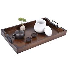 An ottoman is softer to look at than a coffee solid black walnut ottoman tray hardwood ottoman tray oversized walnut tray square coffee table tray modern table tray walnut serving. Large Wooden Ottoman Tray Rustic Farmhouse Serving Tray With Metal Handles Used With Ottoman Coffee Table Decoration Parties Decorative To Serve Tea Breakfast In Bed Food Wine Buy Online In