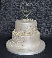 Pearl Anniversary Cake With Handmade Gold And Pearl Love Heart Cake Topper 3 Wedding Anniversary Decorations Pearl Anniversary Golden Wedding Anniversary Cake