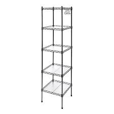 Liese white transitional freestanding 4 tier storage organizer unit by pilaster designs. Wandofo 5 Tier Kitchen Metal Wire Shelf Unit 11 8x 11 8x 48 Inches Bathroom Storage Shelf Rack Small Space Solution With 5 Pp Shelf Liners And 5 S Hooks Black Pricepulse