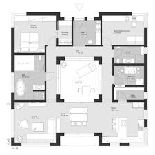 Bungalow Haus Grundriss Modern Mit Innenhof Flachdach Architektur 4 Zimmer Einfamilienhaus Ebenerdig Bauen Grundriss Bungalow Haus Bungalow Haus Grundriss
