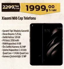 Xiaomi Mi6 64gb 1949 128gb 2049 Seramik 2049 Migros