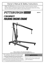 Electric hoist with remote control. Pittsburgh Automotive Item 69514 69514 Owner S Manual Manualzz