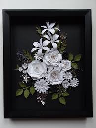 White Rose Lilies With Silver Fillers Flower Wall Art Etsy In 2021 Paper Flower Wall Art Flower Shadow Box Flower Wall Art