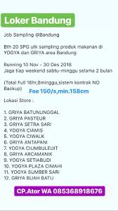 2 bandung 4234892 4234892 bandung ppidutama.kotabandung@bandung.go.id ppidutama.kotabandung@gmail.com. Loker Spg Non Pengalaman Bandung Terbaru Loker Indonesia