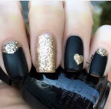 Black And Gold Nail Art Striking Matte Black And Gold Manicure By Melcisme Using Our Single Chevron Nail Vinyls Triple Heart Nail Gold Glitter Nails Gold Nail Designs Gold Nails