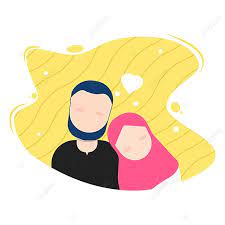Illustration Of Romantic Islamic Muslim Couple Falling In Person Clipart Hijab Young Png And Vector With Transparent Background For Free Download Pernikahan Romantis Ilustrasi Desain Vektor