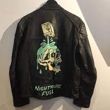 Dhaas X Tsy Pegasus Limited Edition Hand Painted Tsy Vintage Leather Jacket Size 38 Vintage Leather Jacket Aesthetic Clothes Painted Leather Jacket