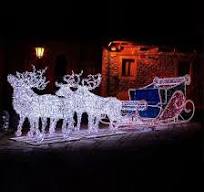 2021 Hot Sale Outdoor Large Christmas Reindeer Sleighs 3D LED Elk Motif  Lights Statue Big Santa Deer Xmas Decoration
