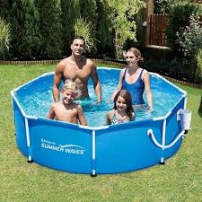 Summer Waves 8ft X 30in Round Metal Frame Above Ground Swimming Pool Pump Pool Summer Waves Swimming Pools