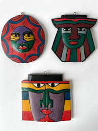 Vintage Laurel Burch Tribal Wooden Face Masks